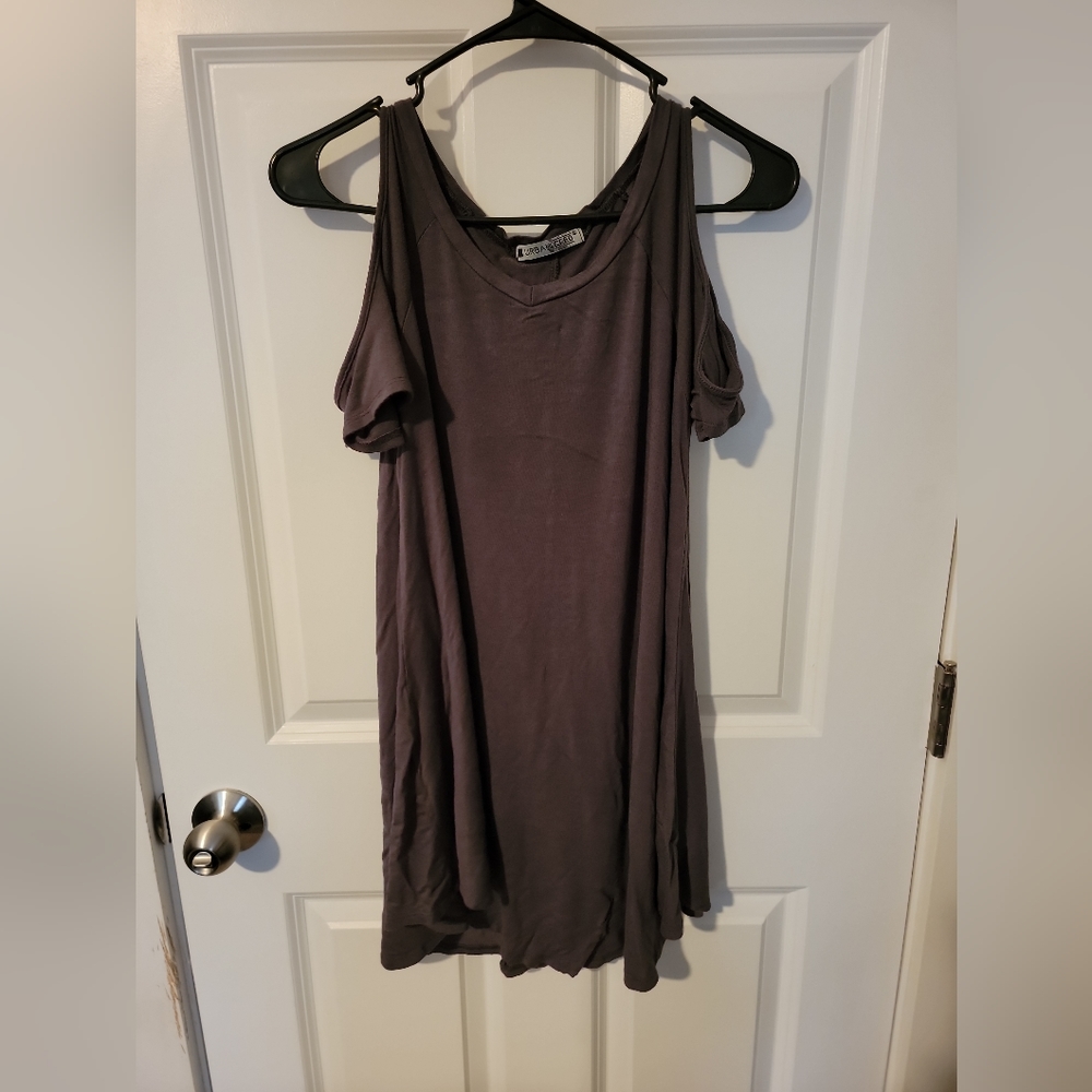 Grey cold shoulder top